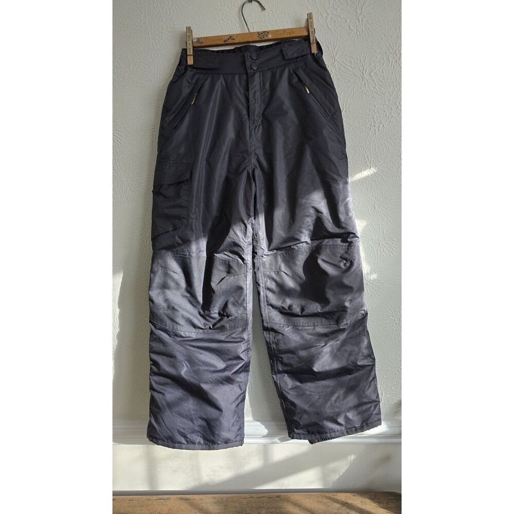 Kids Teen Snow Pants Insulated Champion L 12-14 Gray Black Pockets Waterproof